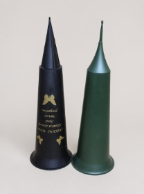 Plastic grave vases.